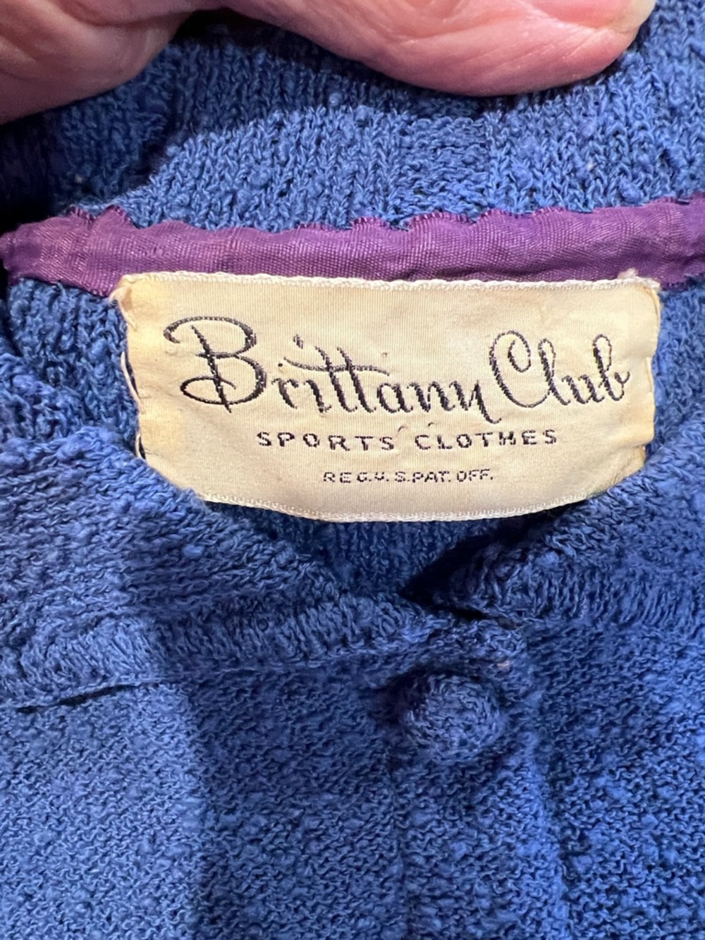 Vintage Blue Textured Knit Two-Piece Skirt and shirt Set - Picture 2 of 11